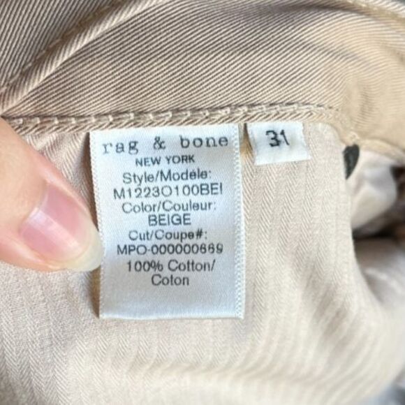 rag & bone Men's Fit 2 Slim Fit Jeans in Beige Size 31 - Picture 7 of 8
